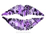 Scene Kid Sketches Purple - Kissing Lips Fabric Wall Skin Decal measures 24x15 inches