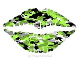 WraptorCamo Digital Camo Neon Green - Kissing Lips Fabric Wall Skin Decal measures 24x15 inches