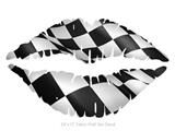 Checkered Flag - Kissing Lips Fabric Wall Skin Decal measures 24x15 inches