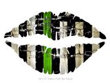Painted Faded and Cracked Green Line USA American Flag - Kissing Lips Fabric Wall Skin Decal measures 24x15 inches