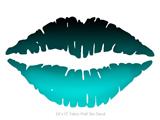 Smooth Fades Neon Teal Black - Kissing Lips Fabric Wall Skin Decal measures 24x15 inches