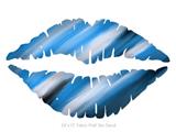 Paint Blend Blue - Kissing Lips Fabric Wall Skin Decal measures 24x15 inches