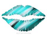 Paint Blend Teal - Kissing Lips Fabric Wall Skin Decal measures 24x15 inches