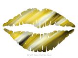 Paint Blend Yellow - Kissing Lips Fabric Wall Skin Decal measures 24x15 inches