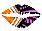 Black Waves Orange Hot Pink - Kissing Lips Fabric Wall Skin Decal measures 24x15 inches