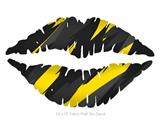 Jagged Camo Yellow - Kissing Lips Fabric Wall Skin Decal measures 24x15 inches