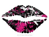 Baja 0003 Hot Pink - Kissing Lips Fabric Wall Skin Decal measures 24x15 inches