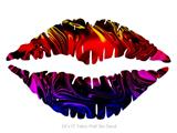 Liquid Metal Chrome Flame Hot - Kissing Lips Fabric Wall Skin Decal measures 24x15 inches