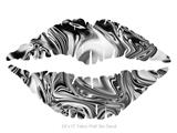 Liquid Metal Chrome - Kissing Lips Fabric Wall Skin Decal measures 24x15 inches