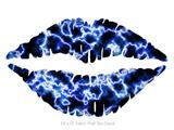 Electrify Blue - Kissing Lips Fabric Wall Skin Decal measures 24x15 inches