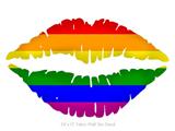 Rainbow Stripes - Kissing Lips Fabric Wall Skin Decal measures 24x15 inches