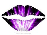 Lightning Purple - Kissing Lips Fabric Wall Skin Decal measures 24x15 inches