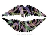 Neon Swoosh on Black - Kissing Lips Fabric Wall Skin Decal measures 24x15 inches