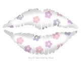 Pastel Flowers - Kissing Lips Fabric Wall Skin Decal measures 24x15 inches