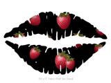 Strawberries on Black - Kissing Lips Fabric Wall Skin Decal measures 24x15 inches