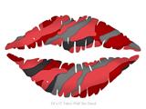 Camouflage Red - Kissing Lips Fabric Wall Skin Decal measures 24x15 inches