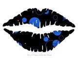 Lots of Dots Blue on Black - Kissing Lips Fabric Wall Skin Decal measures 24x15 inches
