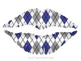 Argyle Blue and Gray - Kissing Lips Fabric Wall Skin Decal measures 24x15 inches