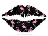Flamingos on Black - Kissing Lips Fabric Wall Skin Decal measures 24x15 inches