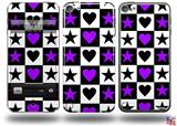 Purple Hearts And Stars Decal Style Vinyl Skin - fits Apple iPod Touch 5G (IPOD NOT INCLUDED)