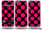 Kearas Polka Dots Pink On Black Decal Style Vinyl Skin - fits Apple iPod Touch 5G (IPOD NOT INCLUDED)