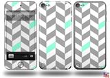 Chevrons Gray And Seafoam Decal Style Vinyl Skin - fits Apple iPod Touch 5G (IPOD NOT INCLUDED)