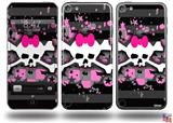 Pink Bow Skull Decal Style Vinyl Skin - fits Apple iPod Touch 5G (IPOD NOT INCLUDED)