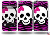 Pink Zebra Skull Decal Style Vinyl Skin - fits Apple iPod Touch 5G (IPOD NOT INCLUDED)