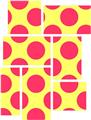 Kearas Polka Dots Pink And Yellow - 7 Piece Fabric Peel and Stick Wall Skin Art (50x38 inches)