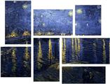 Vincent Van Gogh Starry Night Over The Rhone - 7 Piece Fabric Peel and Stick Wall Skin Art (50x38 inches)