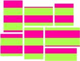 Psycho Stripes Neon Green and Hot Pink - 7 Piece Fabric Peel and Stick Wall Skin Art (50x38 inches)