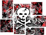 Skull Splatter - 7 Piece Fabric Peel and Stick Wall Skin Art (50x38 inches)