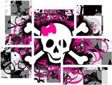 Splatter Girly Skull - 7 Piece Fabric Peel and Stick Wall Skin Art (50x38 inches)