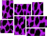 Purple Leopard - 7 Piece Fabric Peel and Stick Wall Skin Art (50x38 inches)