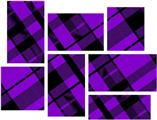 Purple Plaid - 7 Piece Fabric Peel and Stick Wall Skin Art (50x38 inches)