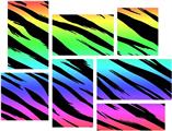 Tiger Rainbow - 7 Piece Fabric Peel and Stick Wall Skin Art (50x38 inches)