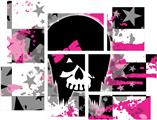 Scene Kid Girl Skull - 7 Piece Fabric Peel and Stick Wall Skin Art (50x38 inches)