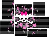 Pink Bow Skull - 7 Piece Fabric Peel and Stick Wall Skin Art (50x38 inches)