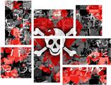 Emo Skull Bones - 7 Piece Fabric Peel and Stick Wall Skin Art (50x38 inches)