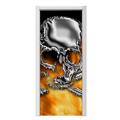 Chrome Skull on Fire Door Skin (fits doors up to 34x84 inches)