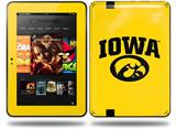 Iowa Hawkeyes Tigerhawk Oval 01 Black on Gold Decal Style Skin fits Amazon Kindle Fire HD 8.9 inch