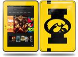 Iowa Hawkeyes Tigerhawk Oval 02 Black on Gold Decal Style Skin fits Amazon Kindle Fire HD 8.9 inch