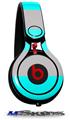 WraptorSkinz Skin Decal Wrap compatible with Beats Mixr Headphones Psycho Stripes Neon Teal and Gray Skin Only (HEADPHONES NOT INCLUDED)