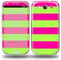 Psycho Stripes Neon Green and Hot Pink - Decal Style Skin (fits Samsung Galaxy S III S3)