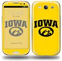 Iowa Hawkeyes Tigerhawk Oval 01 Black on Gold - Decal Style Skin (fits Samsung Galaxy S III S3)