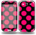 Kearas Polka Dots Pink On Black - Decal Style Skin (fits Samsung Galaxy S III S3)