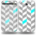 Chevrons Gray And Aqua - Decal Style Skin (fits Samsung Galaxy S III S3)