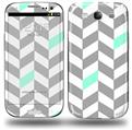 Chevrons Gray And Seafoam - Decal Style Skin (fits Samsung Galaxy S III S3)
