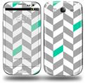 Chevrons Gray And Turquoise - Decal Style Skin (fits Samsung Galaxy S III S3)