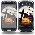 Halloween Jack O Lantern and Cemetery Kitty Cat - Decal Style Skin (fits Samsung Galaxy S III S3)